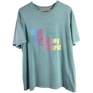 Disney Women's Top in Teal with Multicolor Logo